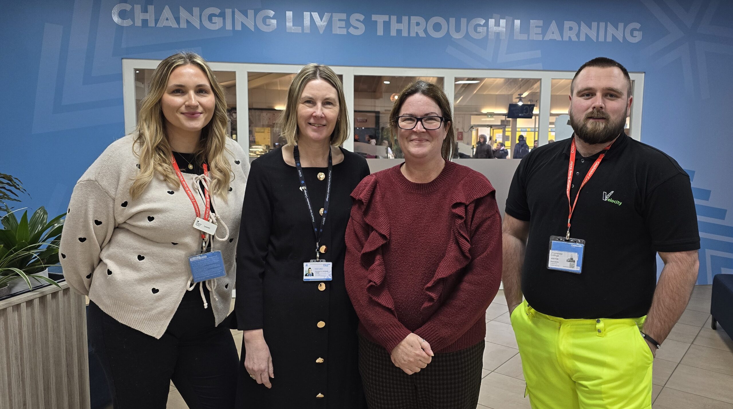 Staff from Chichester College, DWP and Velocity celebrate launch of new training initiative