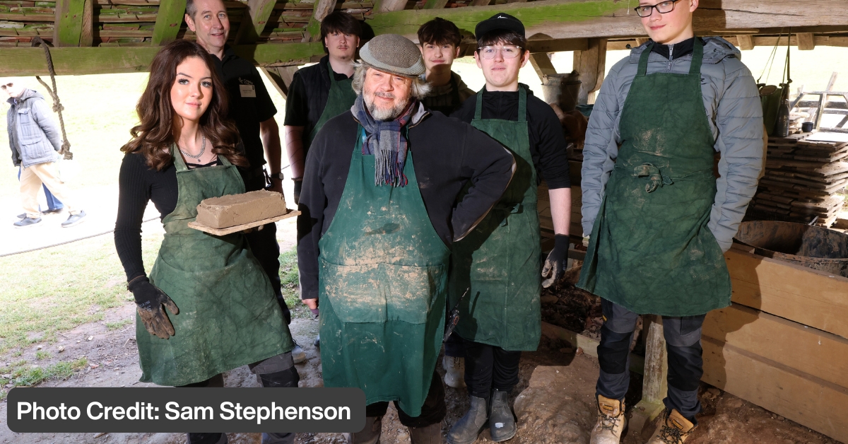 Crawley students making bricks